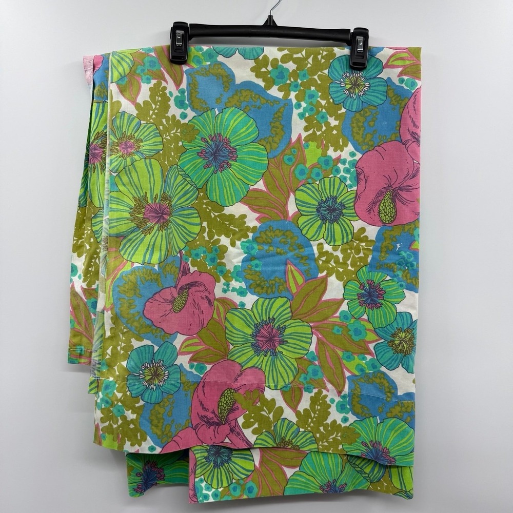 Vintage Springmaid Wondercale 70s Twin Flat Sheet - Flower Power
